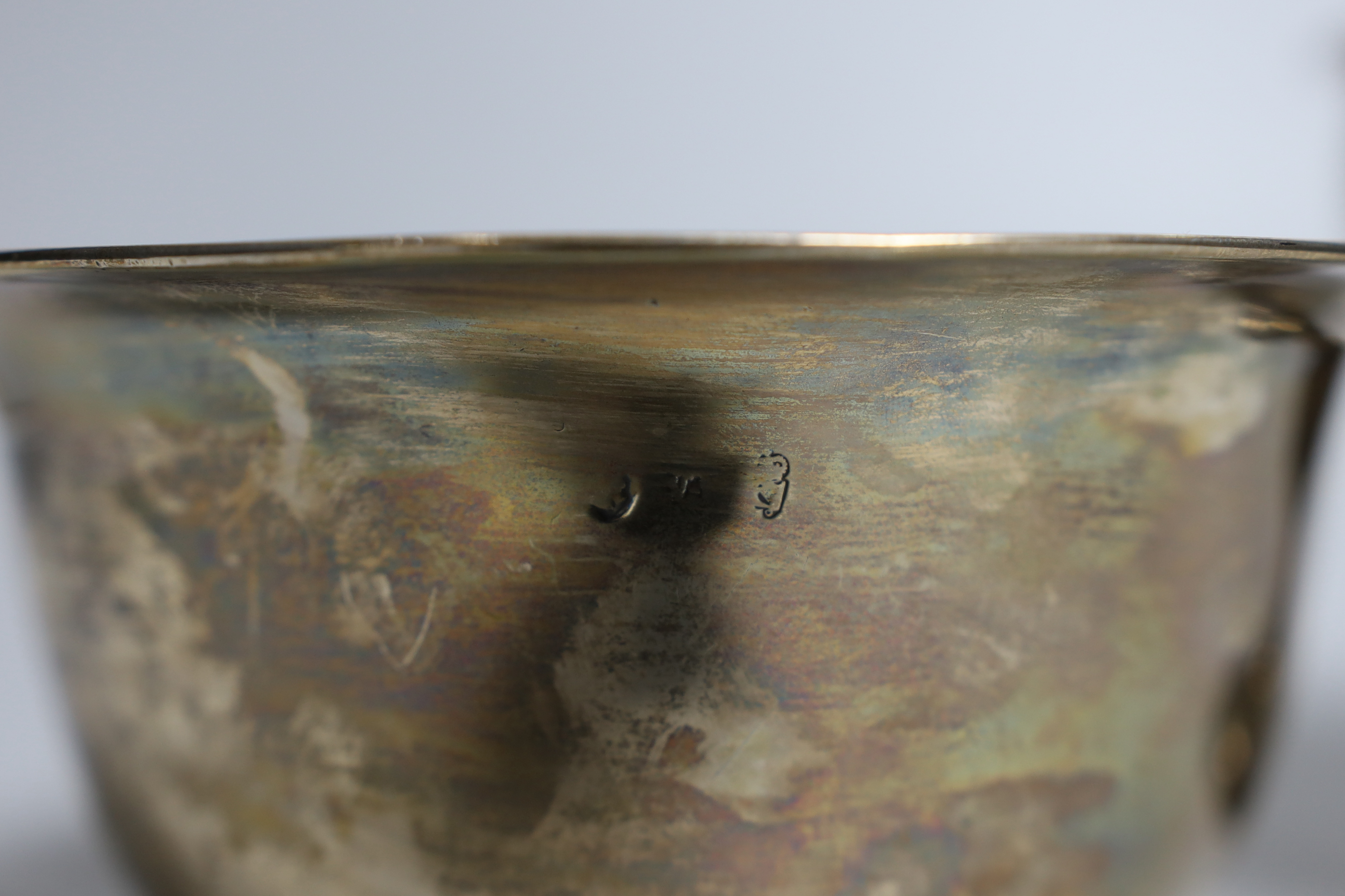 Two Irish silver bowls including pedestal with engraved inscription, marks rubbed, largest diameter 18.1cm, 19.9oz.
